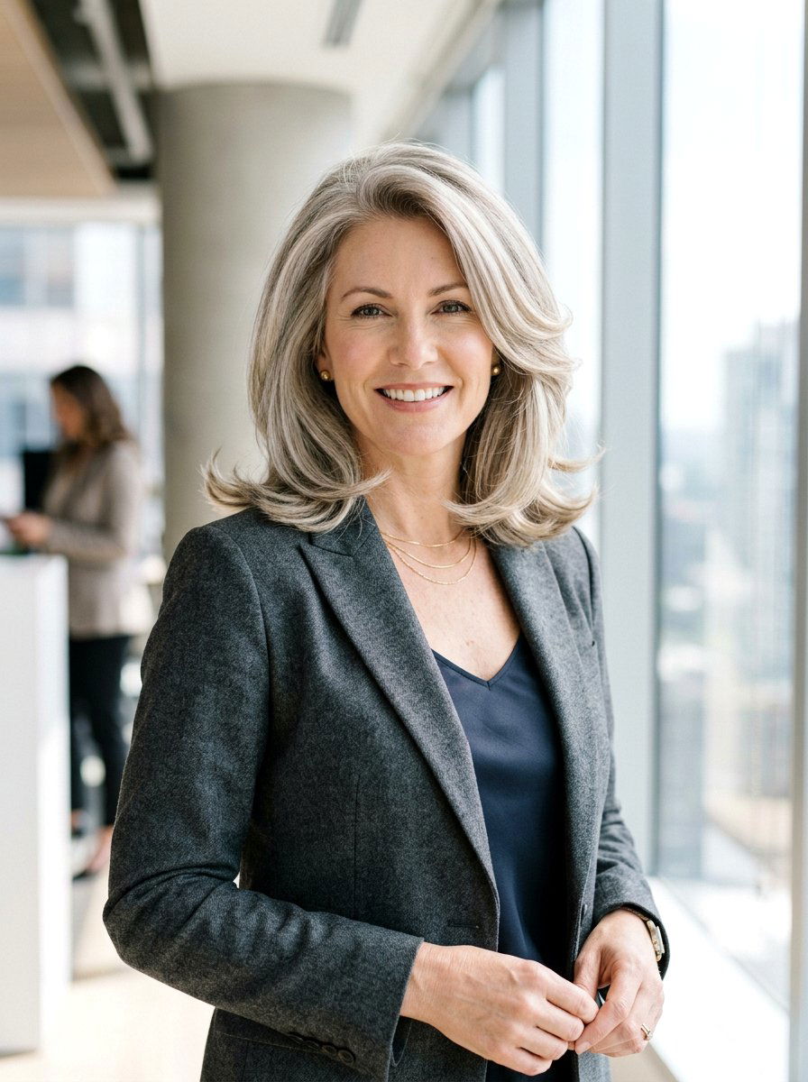 Silver Beige Blend Shoulder Length Hair - 20 silver beige blend for mature women - 20 silver beige blend for mature women