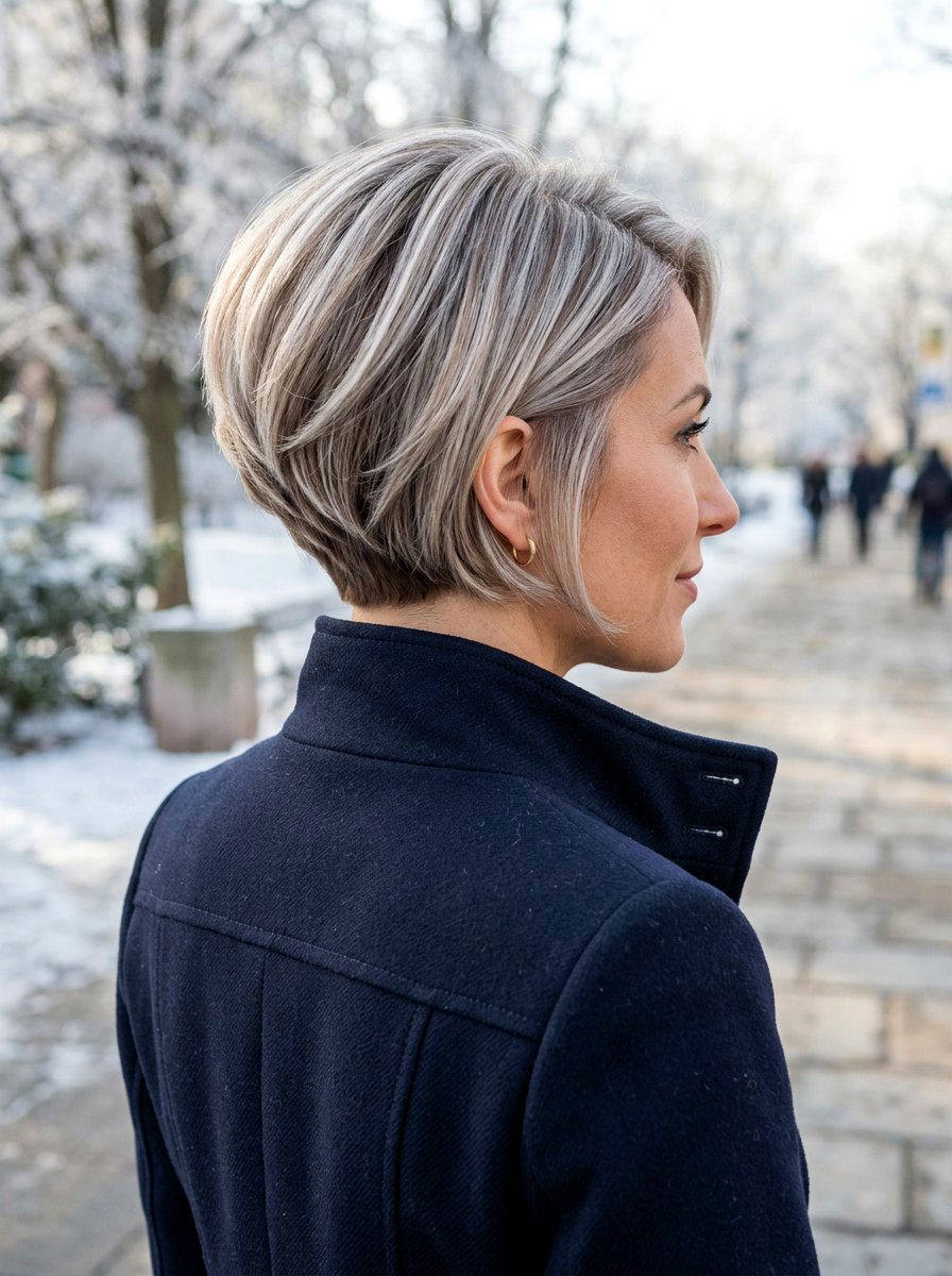 Silver Beige Blend Stacked Bob - 20 silver beige blend for mature women - 20 silver beige blend for mature women