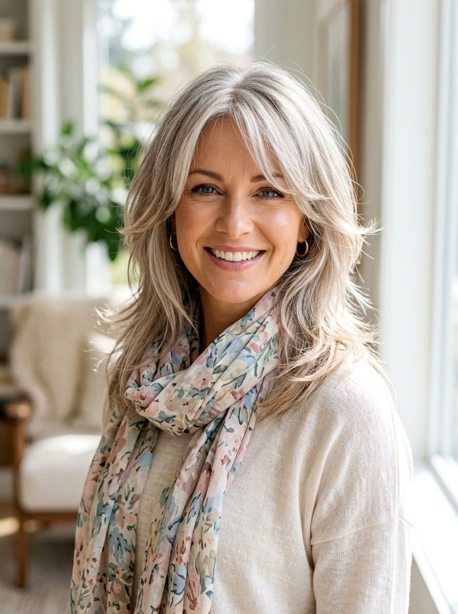 Silver Beige Blend Wispy Layers - 20 silver beige blend for mature women - 20 silver beige blend for mature women