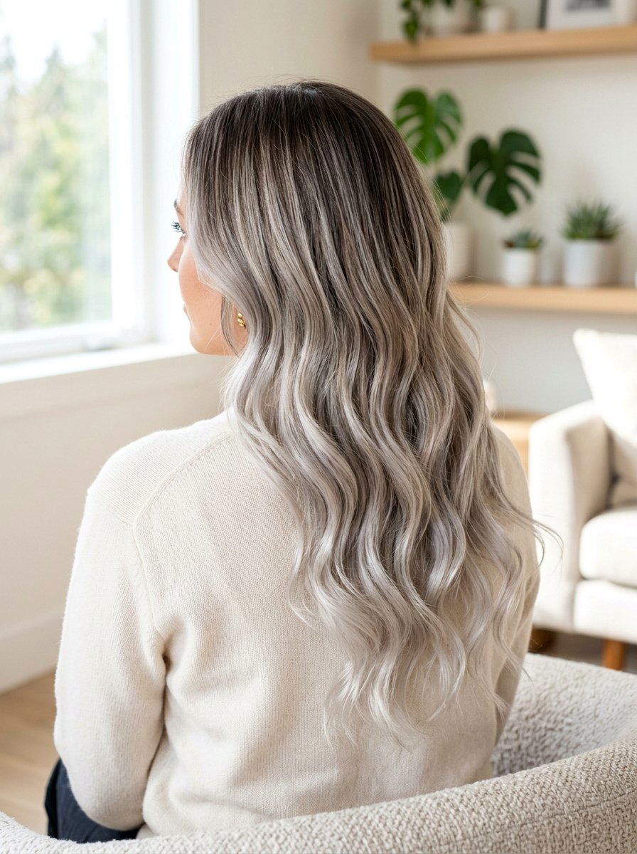 Silver Blonde Balayage - 20 rooted silver blonde hair - 20 rooted silver blonde hair