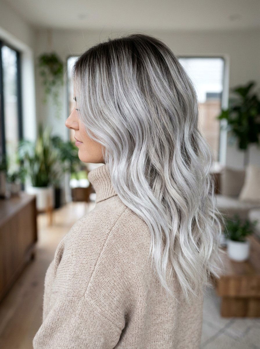 Silver Blonde Balayage - 20 silver blonde hair color for winter - 20 silver blonde hair color for winter