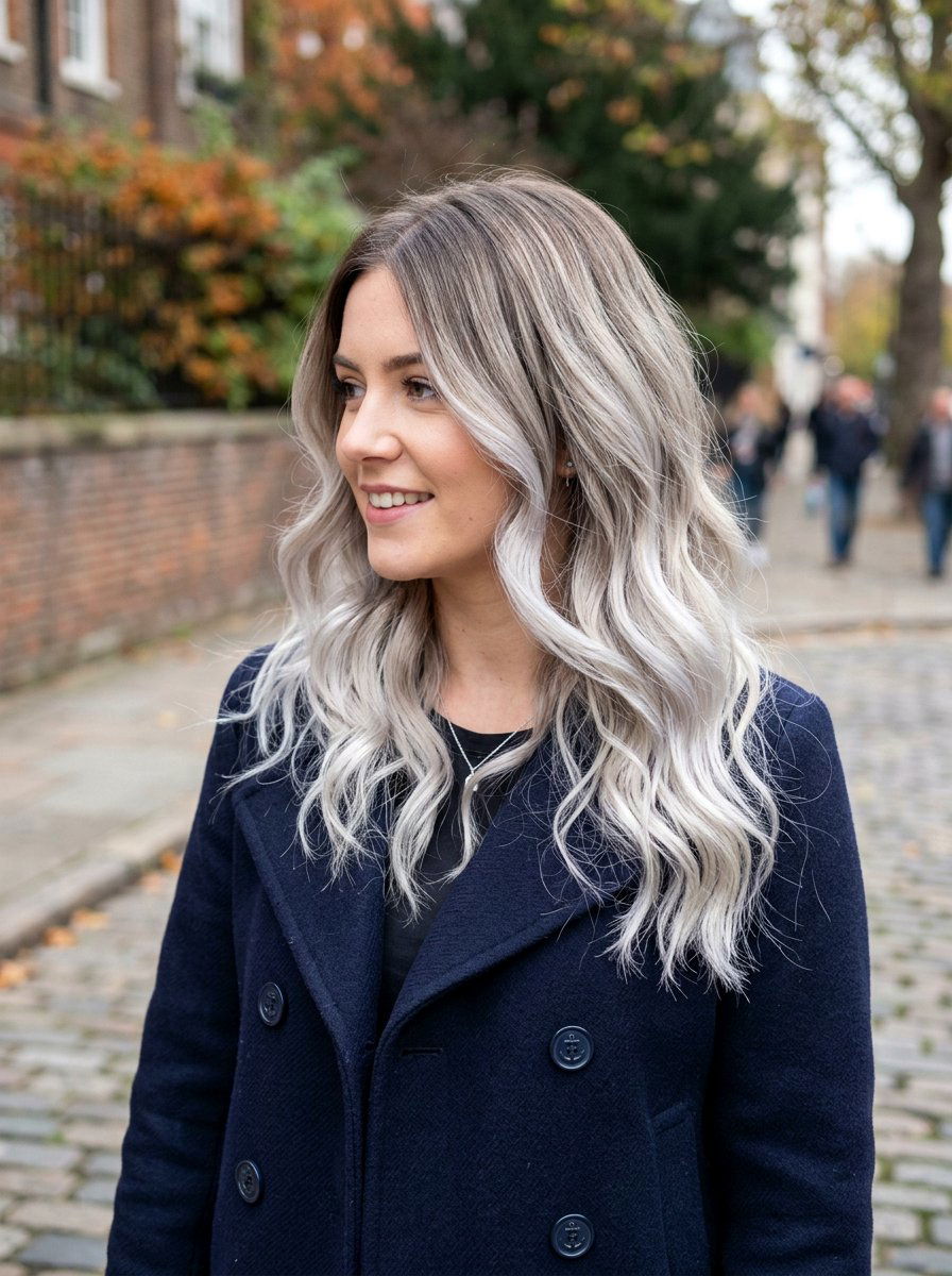 Silver Blonde Balayage - 20 winter silver blonde hair color - 20 winter silver blonde hair color