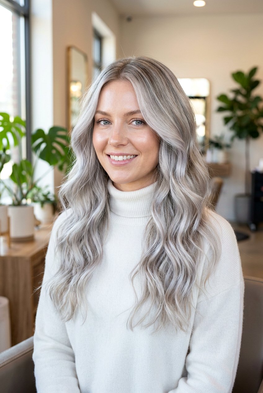 Silver Blonde Balayage for Salt and Pepper Hair - 20 low maintenance balayage for gray coverage - 20 low maintenance balayage for gray coverage