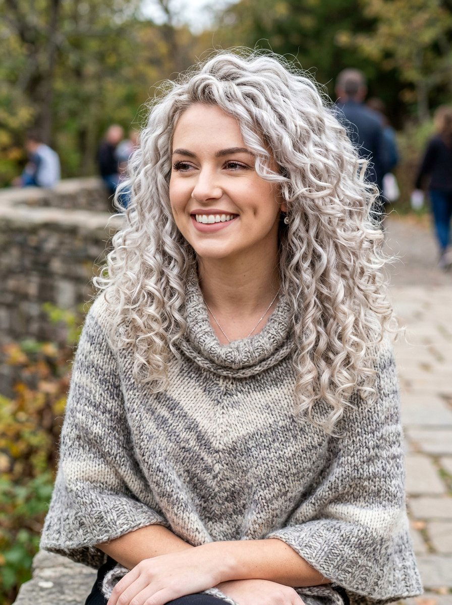 Silver Blonde Curly Hair - 20 silver blonde hair color for winter - 20 silver blonde hair color for winter