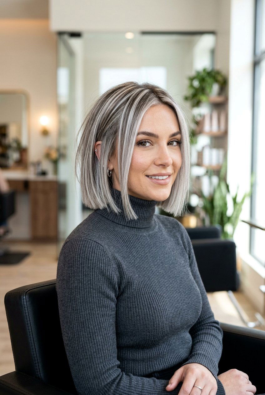 Silver Blonde Highlights On Short Bob - 20 cool silver blonde highlights - 20 cool silver blonde highlights