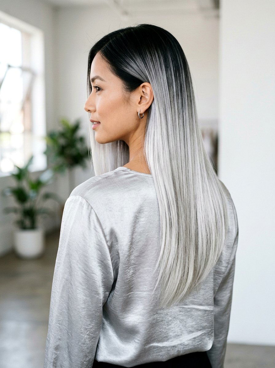 Silver Blonde Ombre - 20 rooted silver blonde hair - 20 rooted silver blonde hair