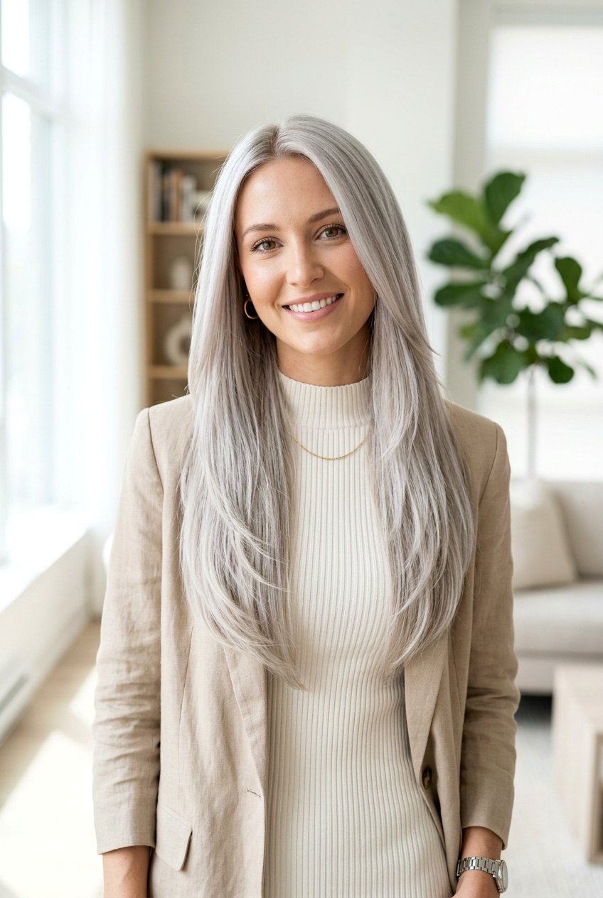 Silver Blonde On Long Layered Hair - 20 hair color ideas for long layered hair - 20 hair color ideas for long layered hair