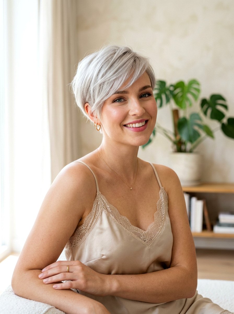 Silver Blonde Pixie Cut - 20 silver pixie hair color ideas - 20 silver pixie hair color ideas