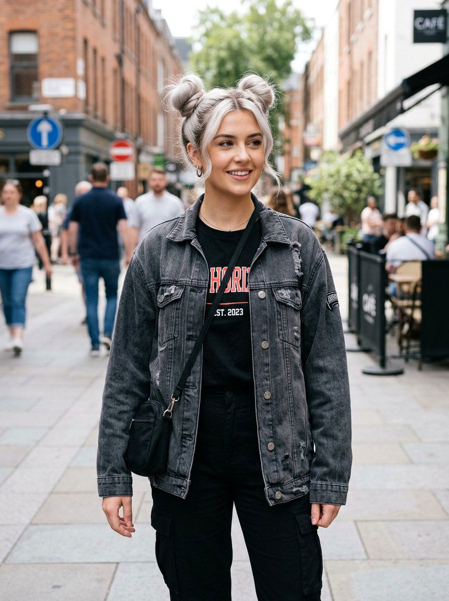 Silver Blonde Space Bun - 20 rooted silver blonde hair - 20 rooted silver blonde hair