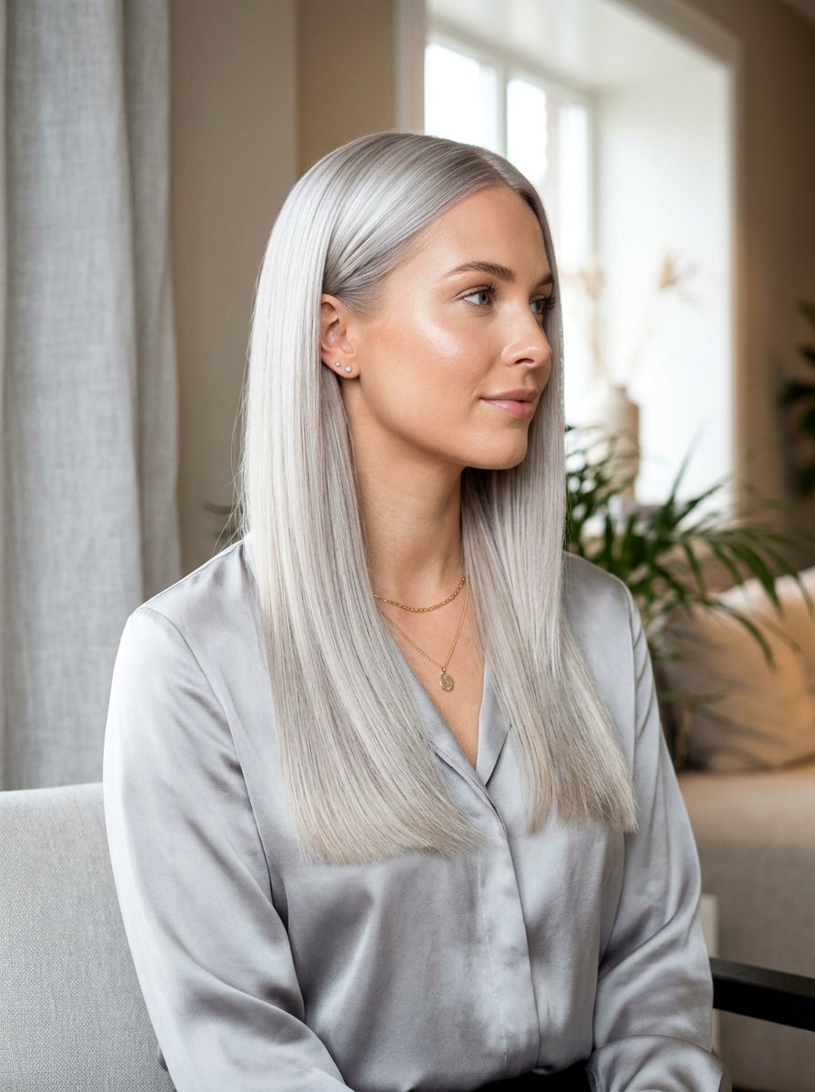 Silver Blonde Straight Hair - 20 silver blonde hair color for winter - 20 silver blonde hair color for winter