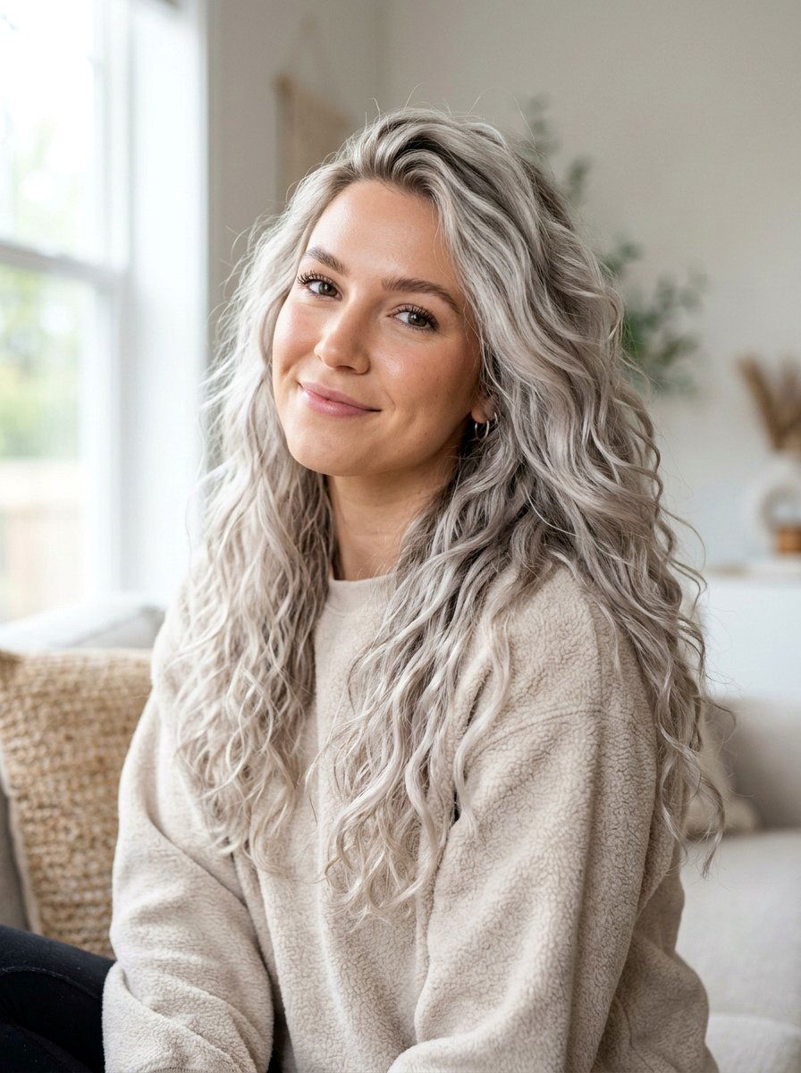 Silver Blonde Wavy Hair - 20 silver blonde hair color for winter - 20 silver blonde hair color for winter