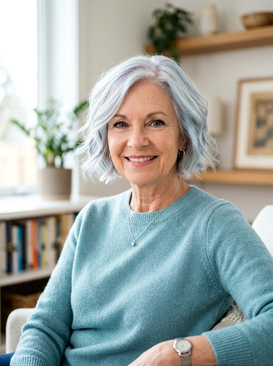 Silver Blue Highlights - 20 silver highlights for women over 60 - 20 silver highlights for women over 60