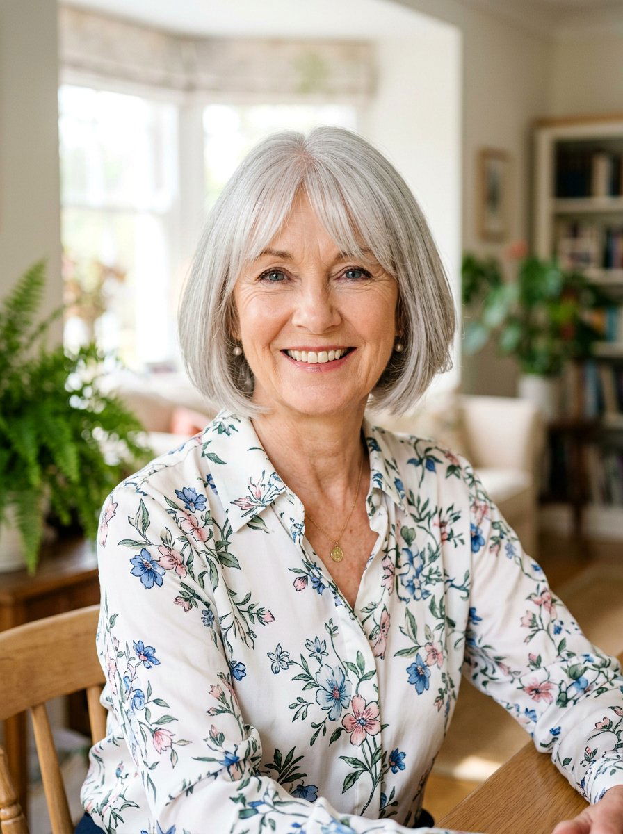 Silver Bob With Curtain Bangs - 20 older women silver bob ideas - 20 older women silver bob ideas