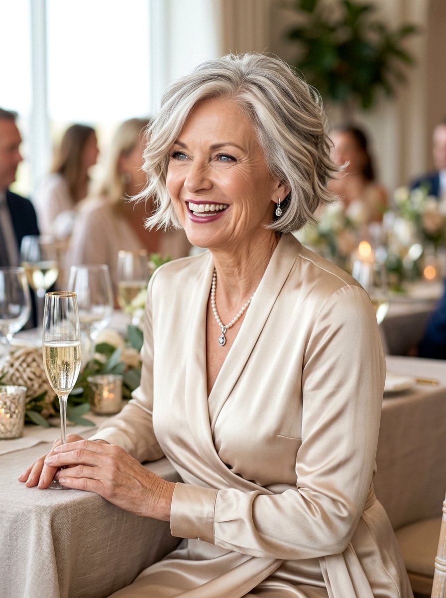 Silver Champagne Highlights - 20 silver highlights for women over 60 - 20 silver highlights for women over 60