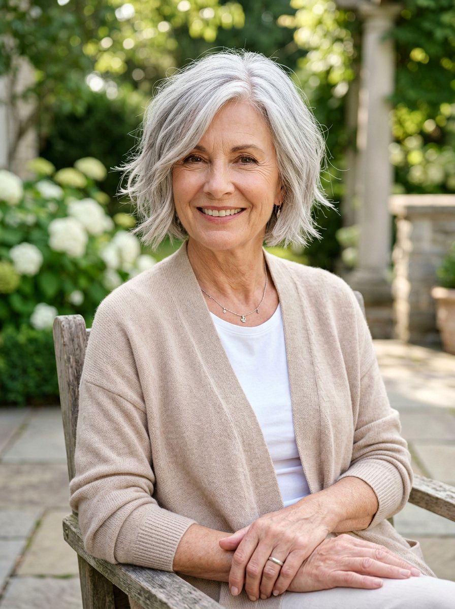 Silver Choppy Bob - 20 youthful gray hairstyles for older women - 20 youthful gray hairstyles for older women