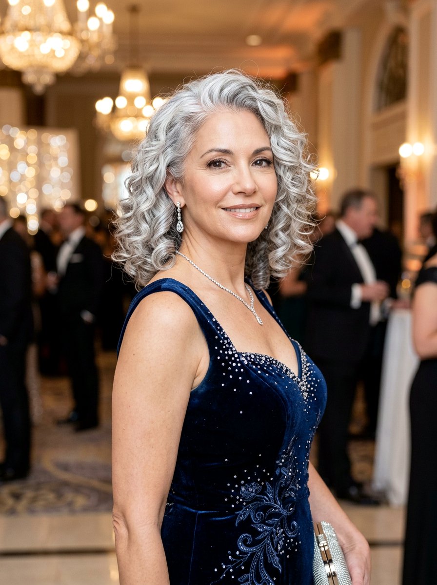 Silver Curled Lob - 20 silver lob hair color ideas - 20 silver lob hair color ideas