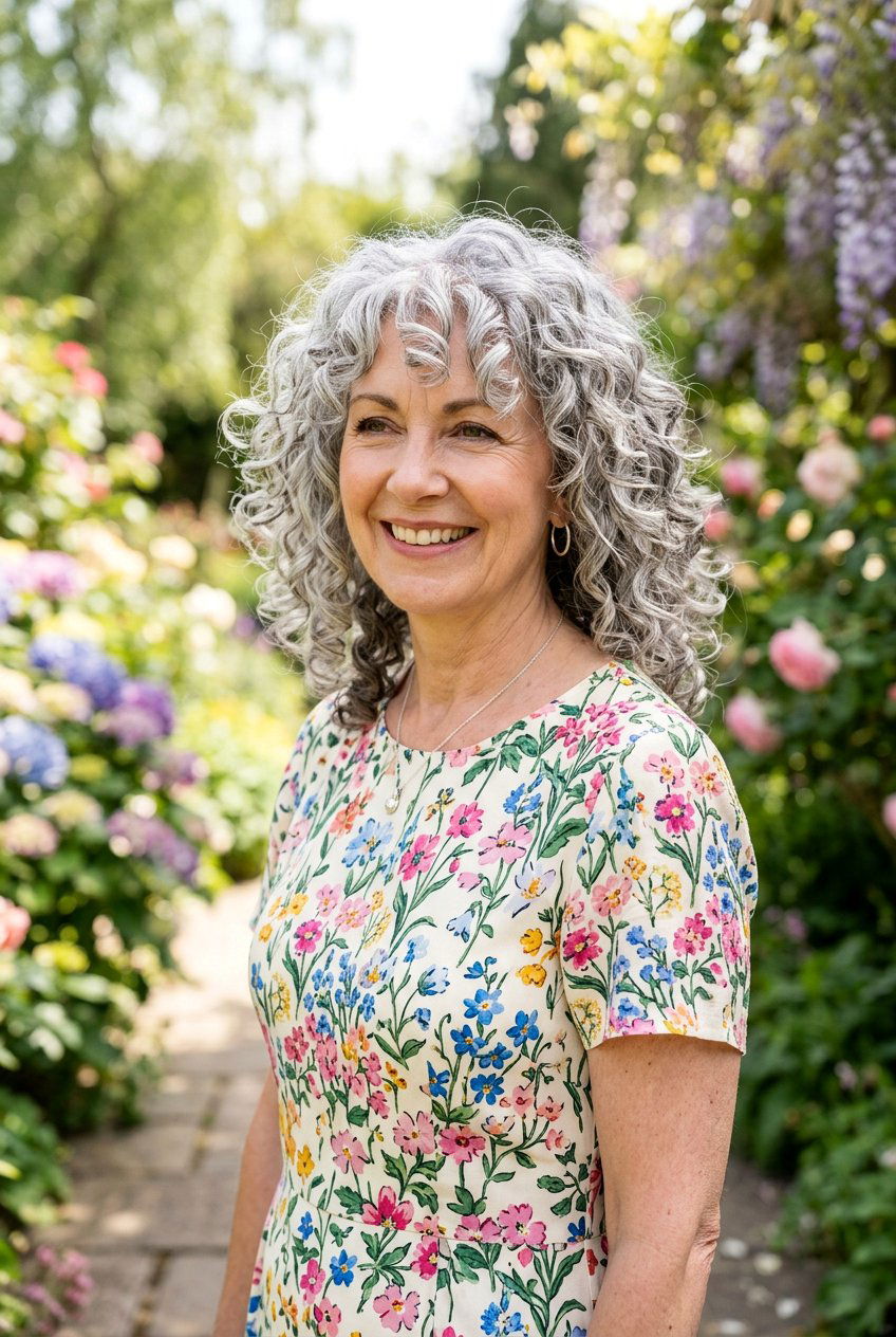 Silver Curly Hair With Curtain Bangs - 20 gray hair with curtain bangs - 20 gray hair with curtain bangs