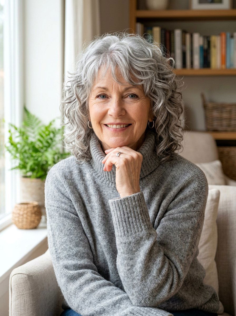 Silver Curly Wolf Cut - 20 curly wolf cut for mature women - 20 curly wolf cut for mature women