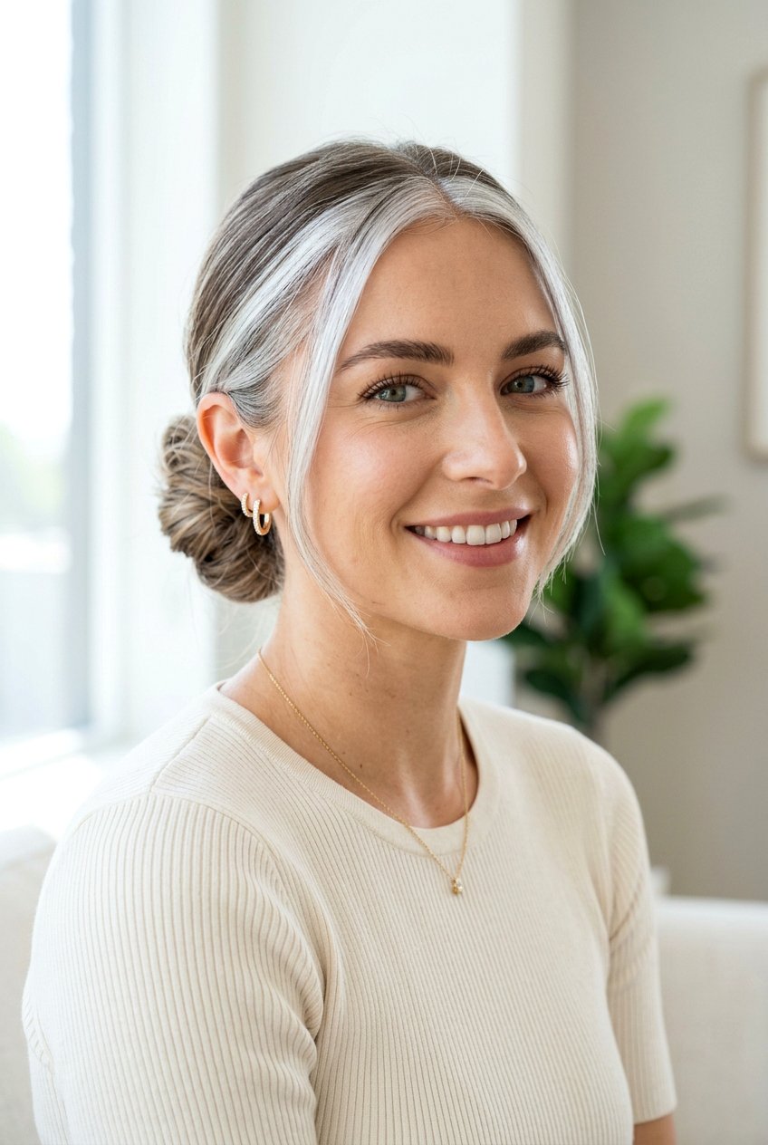 Silver Face Framing - 20 natural silver streaks blend - 20 natural silver streaks blend