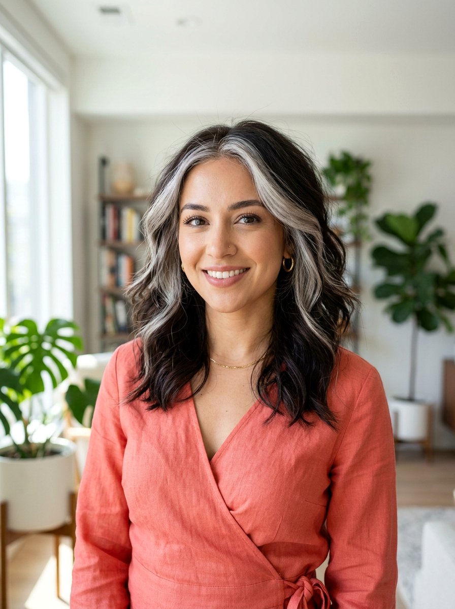 Silver Face Framing Highlights on Dark Hair - 20 silver blending highlights for dark hair - 20 silver blending highlights for dark hair