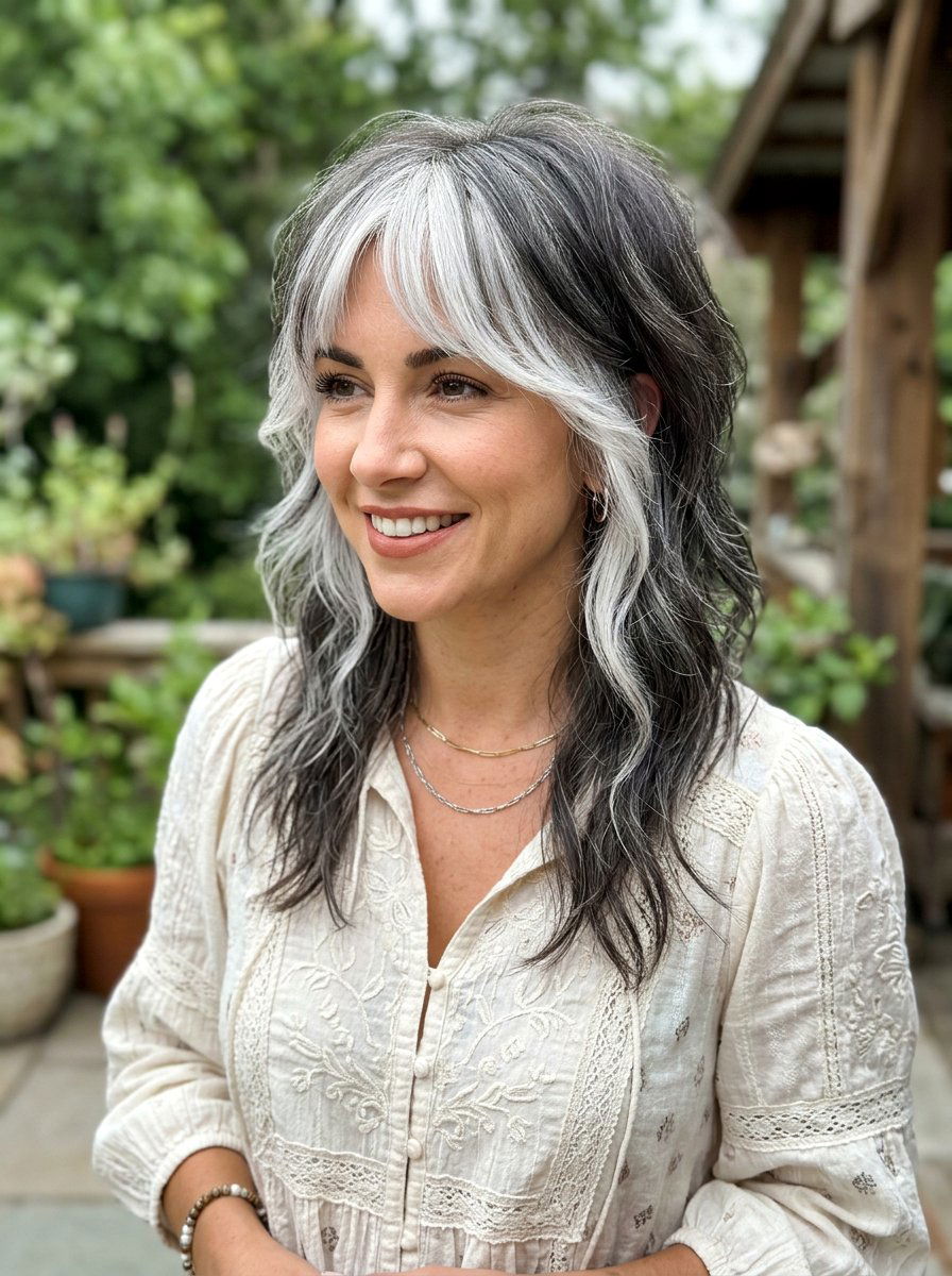 Silver Face Framing Shag - 20 silver shag hair color ideas - 20 silver shag hair color ideas