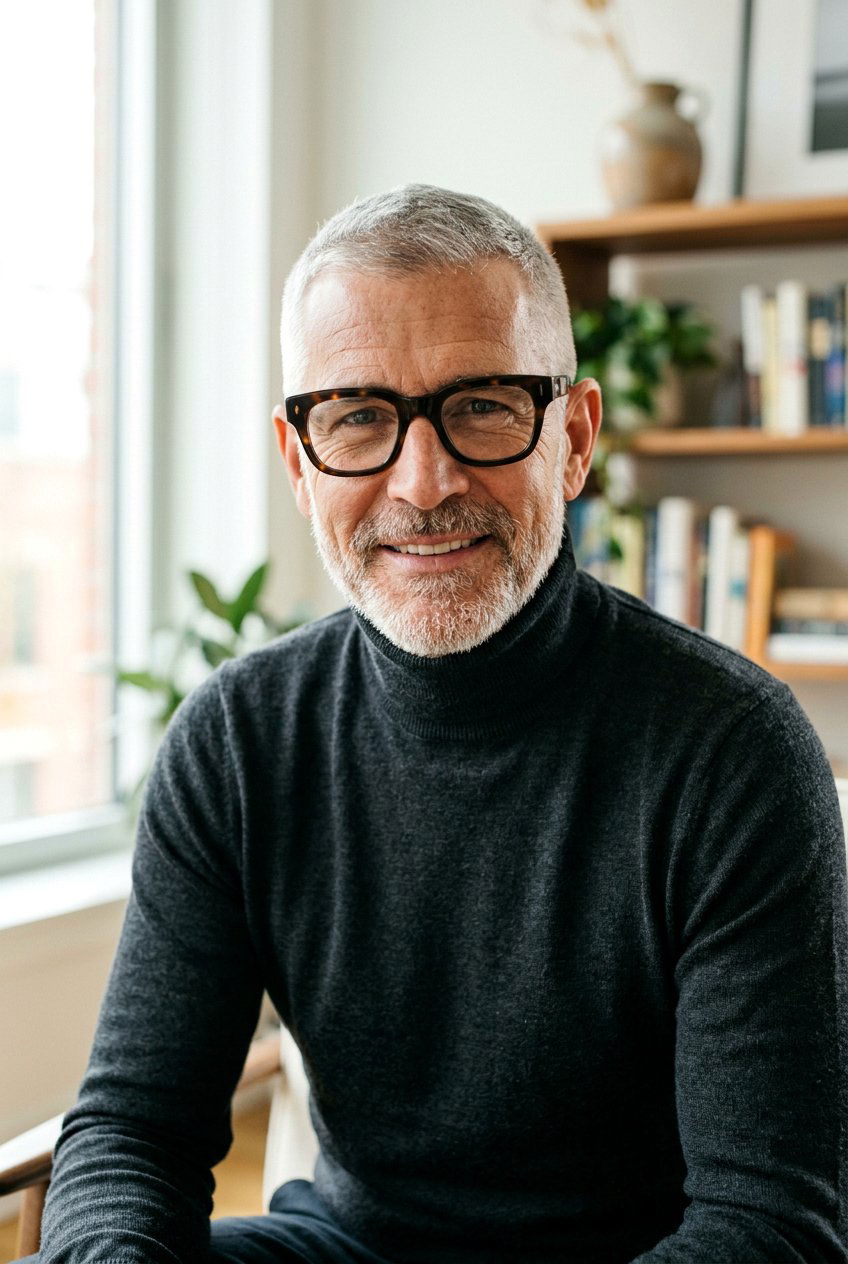 Silver Fox Buzz Cut - 20 men haircut with glasses mature style - 20 men haircut with glasses mature style