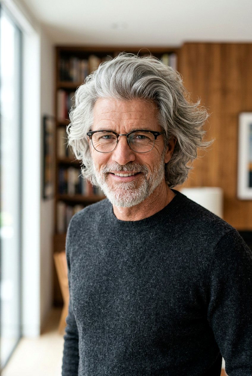 Silver Fox Flow With Volume - 20 long gray hairstyles for men - 20 long gray hairstyles for men