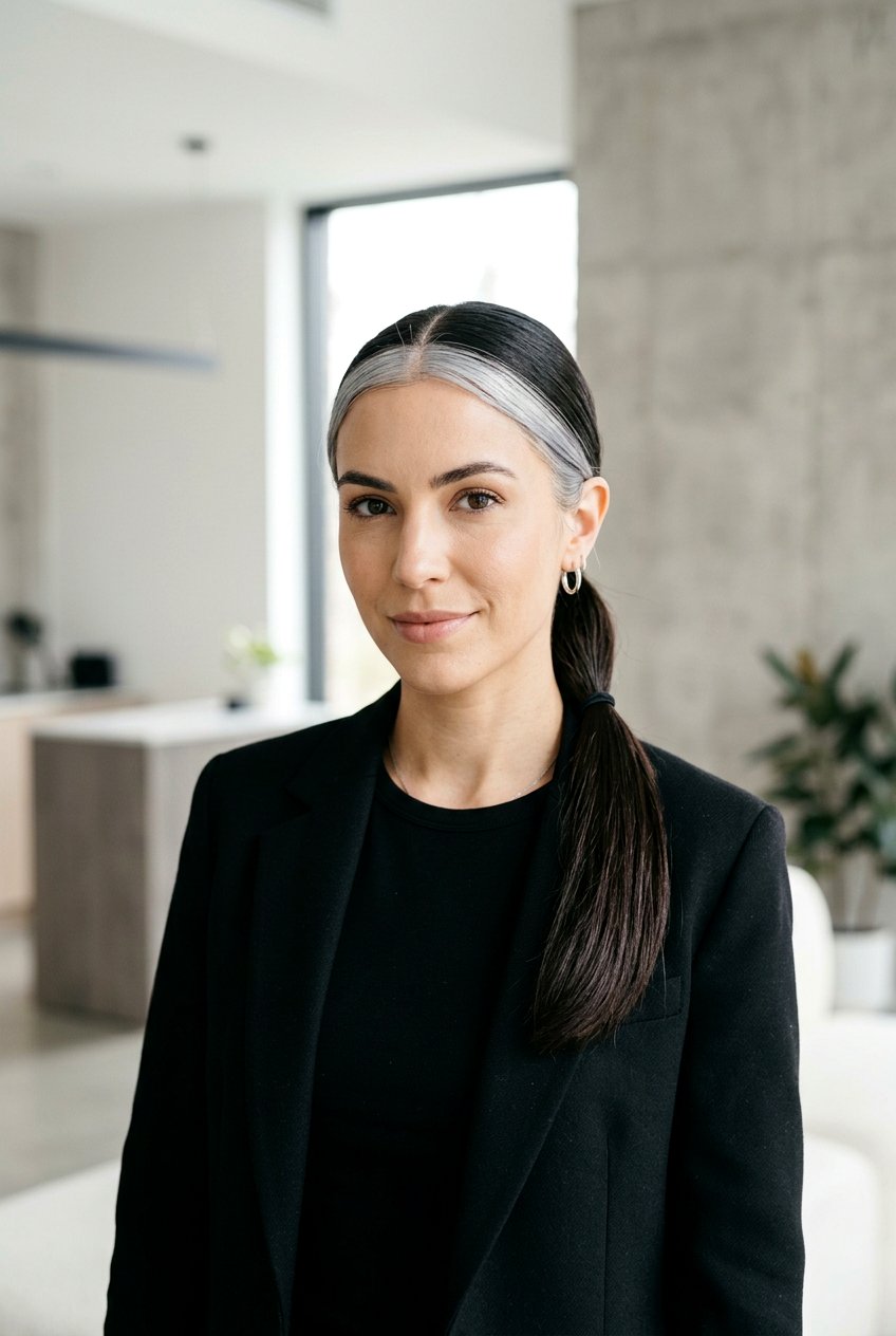 Silver Front Streak On Dark Hair - 20 front streak hair color - 20 front streak hair color