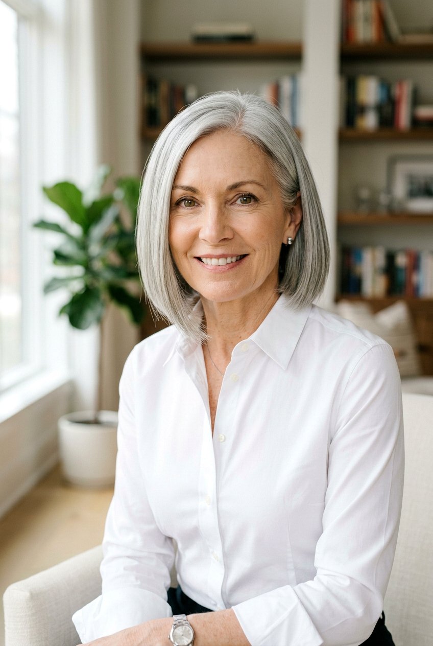 Silver Gray A Line Bob - 20 mature women silver gray hair ideas - 20 mature women silver gray hair ideas