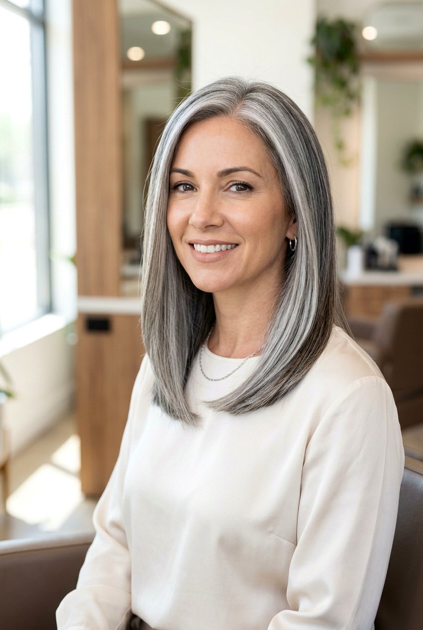 Silver Gray Blending Highlights - 20 low maintenance gray blending hair - 20 low maintenance gray blending hair