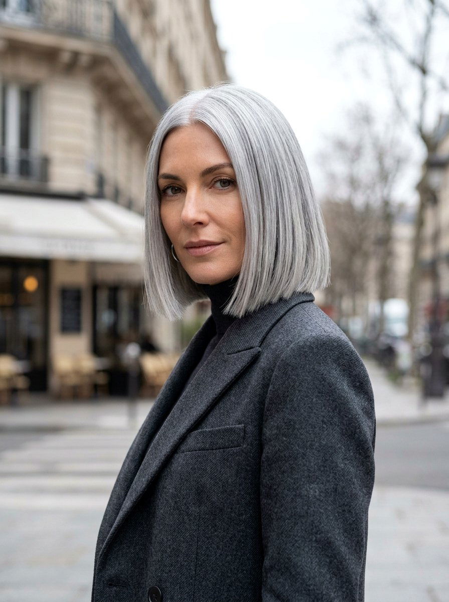 Silver Gray Blunt Bob - 20 silver gray bob color ideas - 20 silver gray bob color ideas