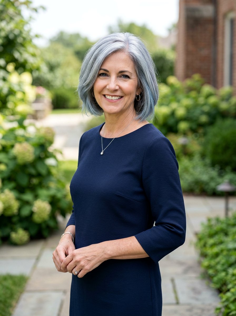 Silver Gray Bob With Blue Undertones - 20 silver gray bob color ideas - 20 silver gray bob color ideas