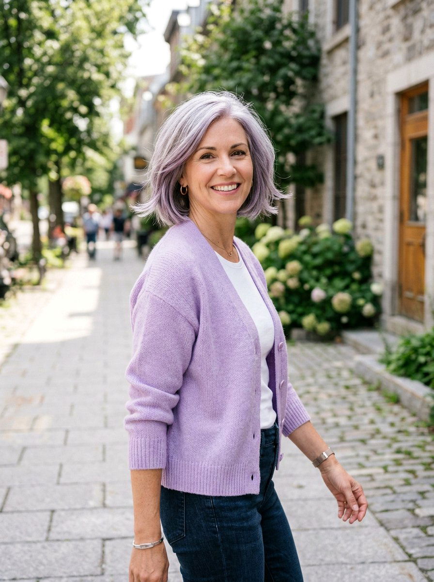 Silver Gray Bob With Purple Tones - 20 silver gray bob color ideas - 20 silver gray bob color ideas