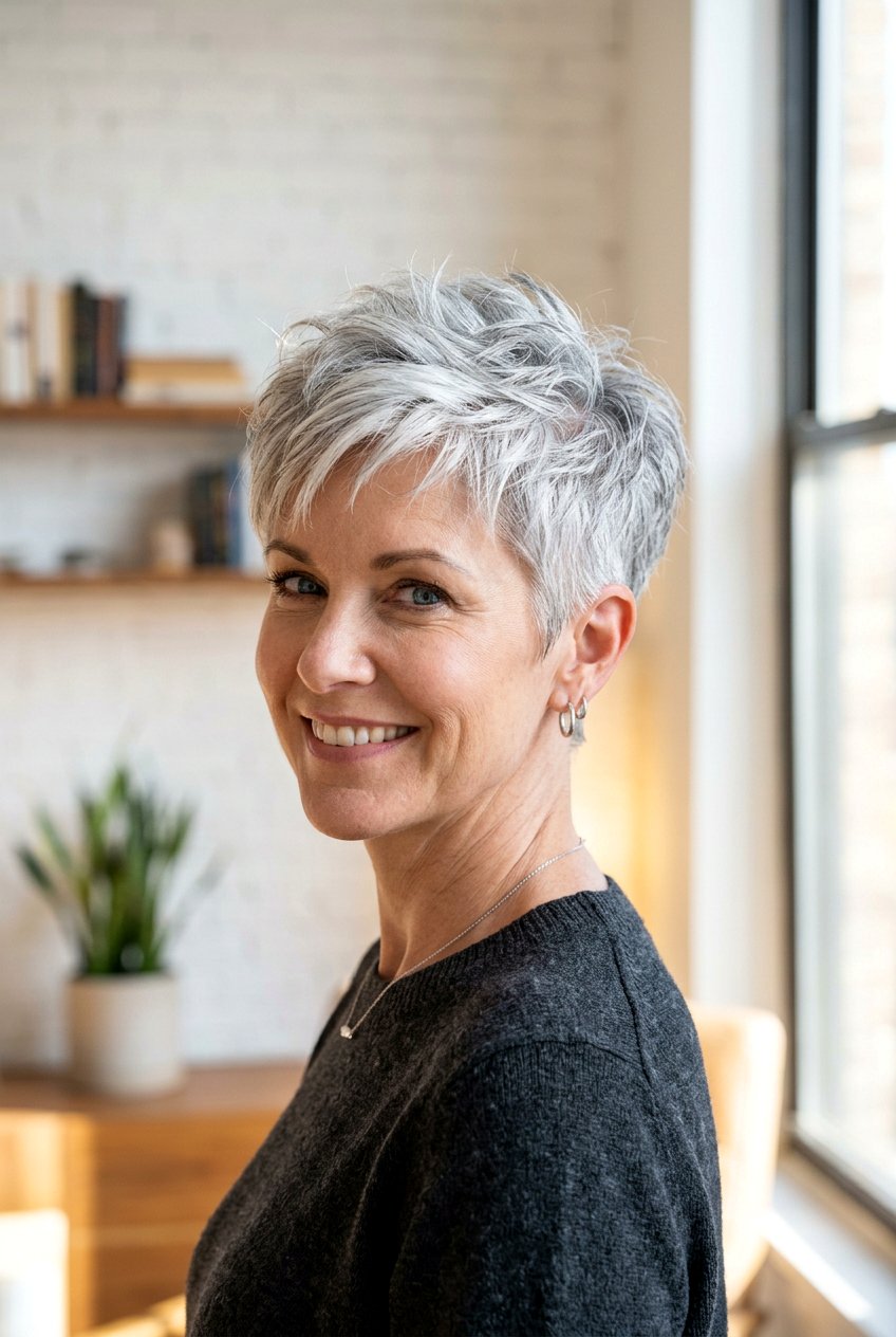 Silver Gray Pixie Cut - 20 silver hair color ideas - 20 silver hair color ideas