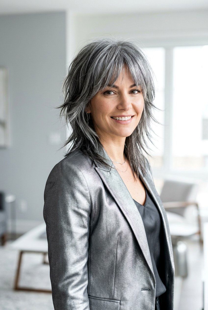 Silver Gray Shag Haircut - 20 hair color ideas for shag haircuts - 20 hair color ideas for shag haircuts