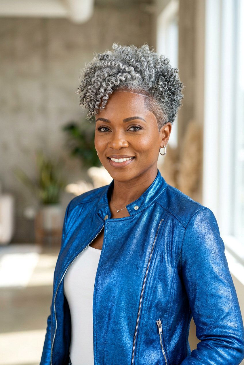 Silver Gray Tapered Fro - 20 tapered fro with color for women - 20 tapered fro with color for women