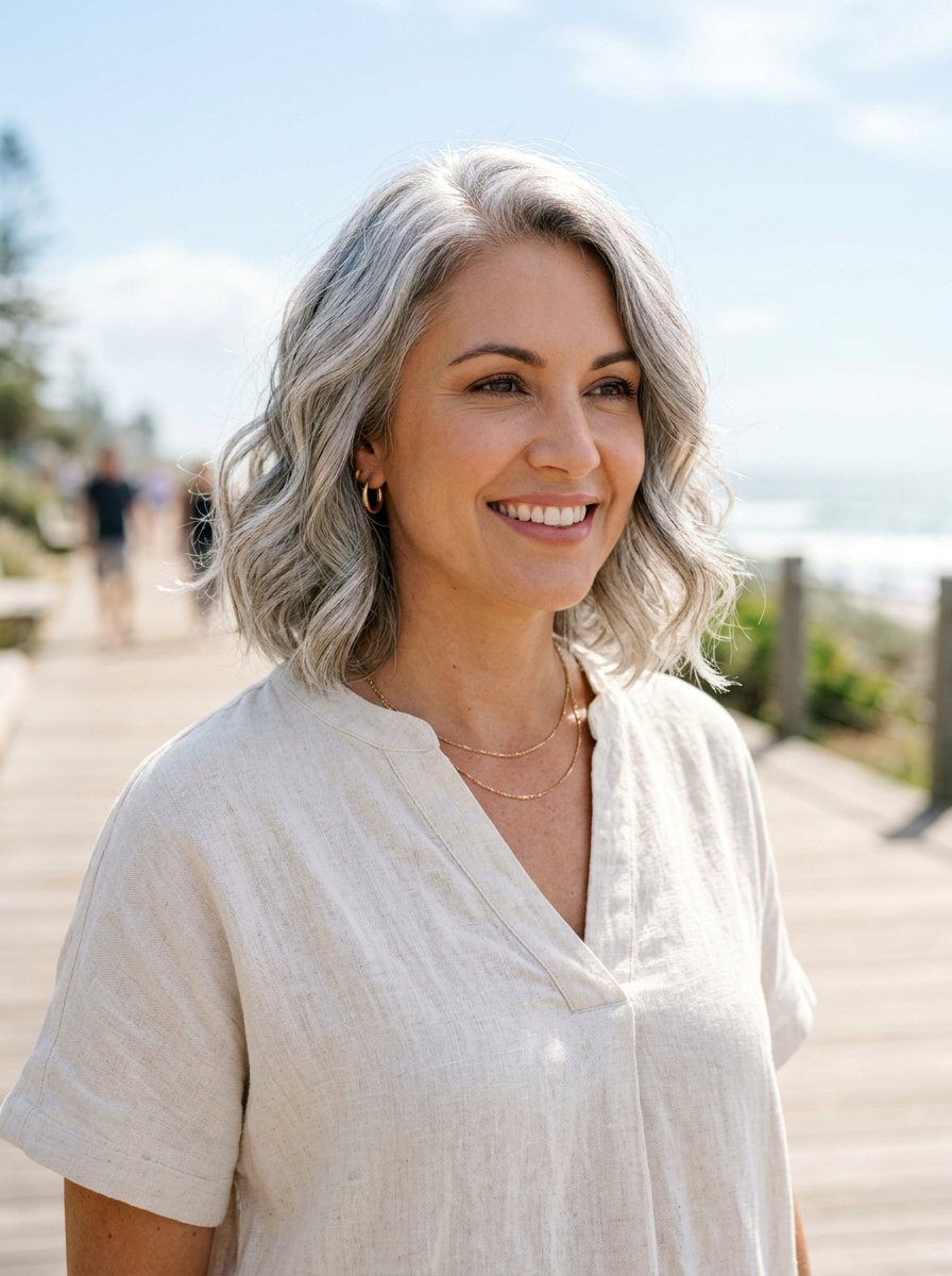 Silver Gray Wavy Bob - 20 silver gray bob color ideas - 20 silver gray bob color ideas