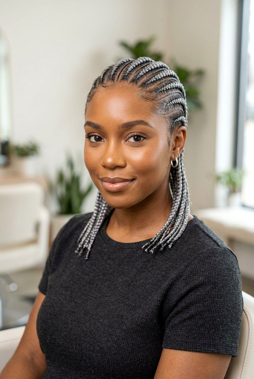 Silver Grey Cornrows - 20 black hairstyles with color - 20 black hairstyles with color