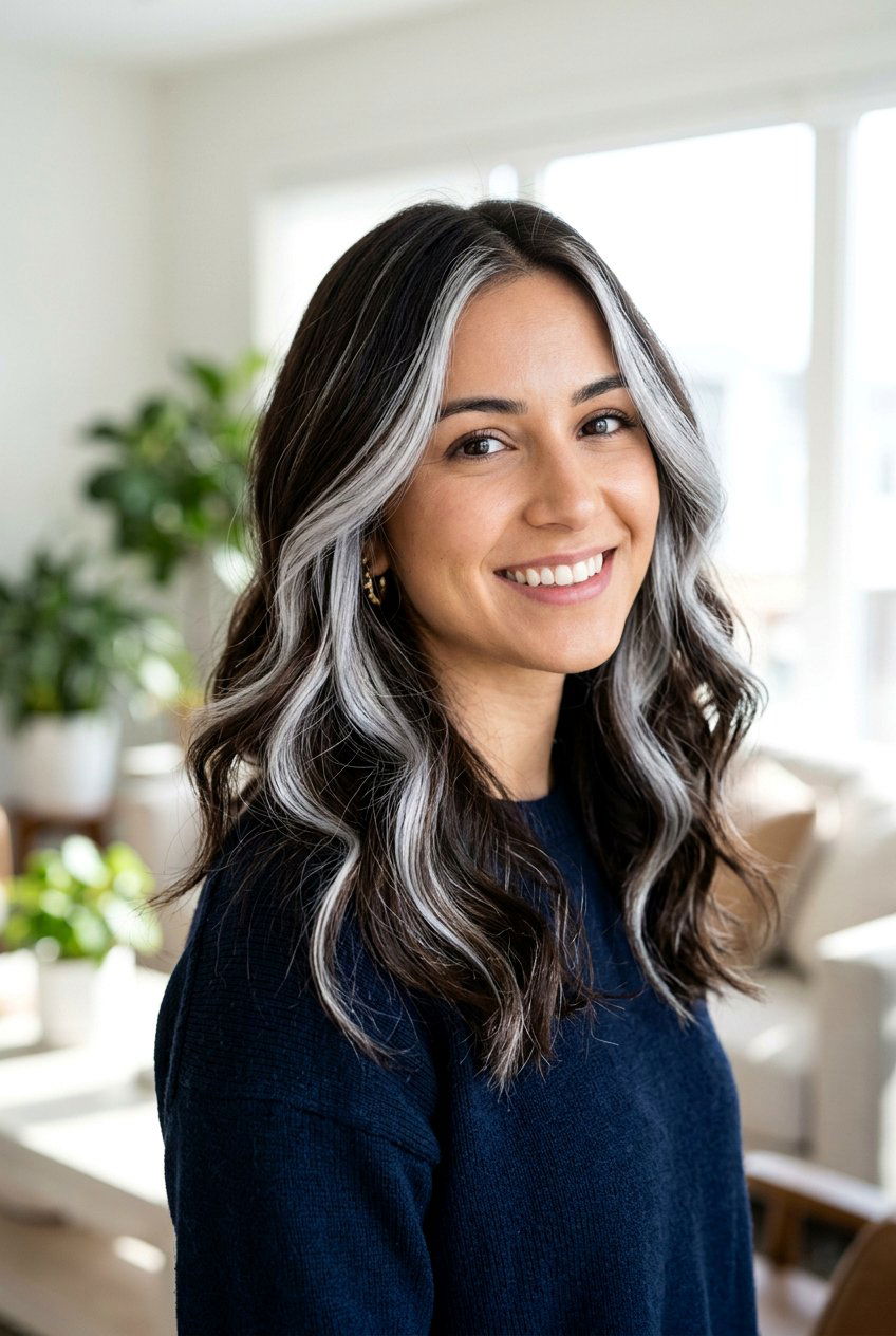 Silver Highlights Brown Hair - 20 silver hair color ideas - 20 silver hair color ideas