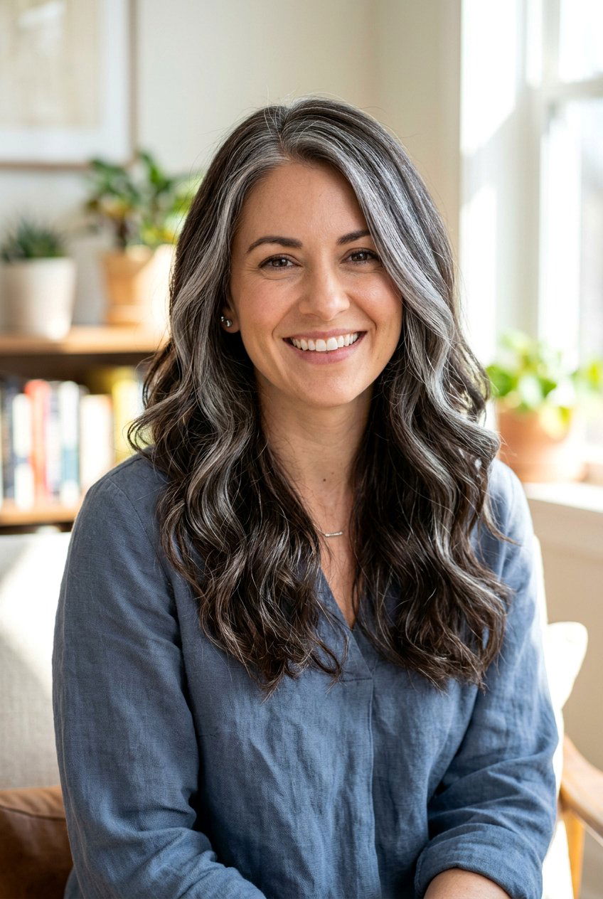 Silver Highlights On Brunette Hair - 20 gray blending highlights for brunettes - 20 gray blending highlights for brunettes