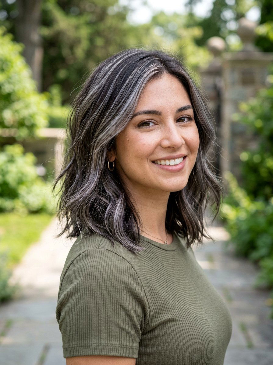 Silver Highlights With Lowlights on Dark Hair - 20 silver blending highlights for dark hair - 20 silver blending highlights for dark hair