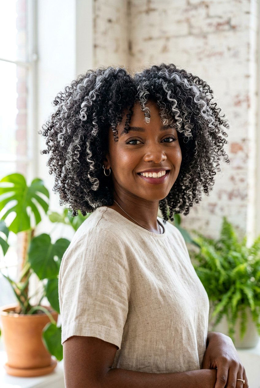 Silver Highlights on Dark Natural Hair - 20 silver highlights on dark hair - 20 silver highlights on dark hair