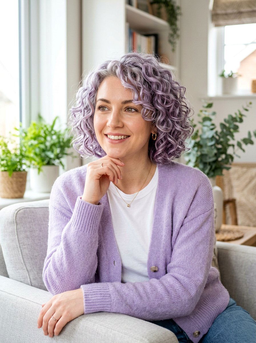 Silver Lavender Curly Bob - 20 silver curly bob color ideas - 20 silver curly bob color ideas