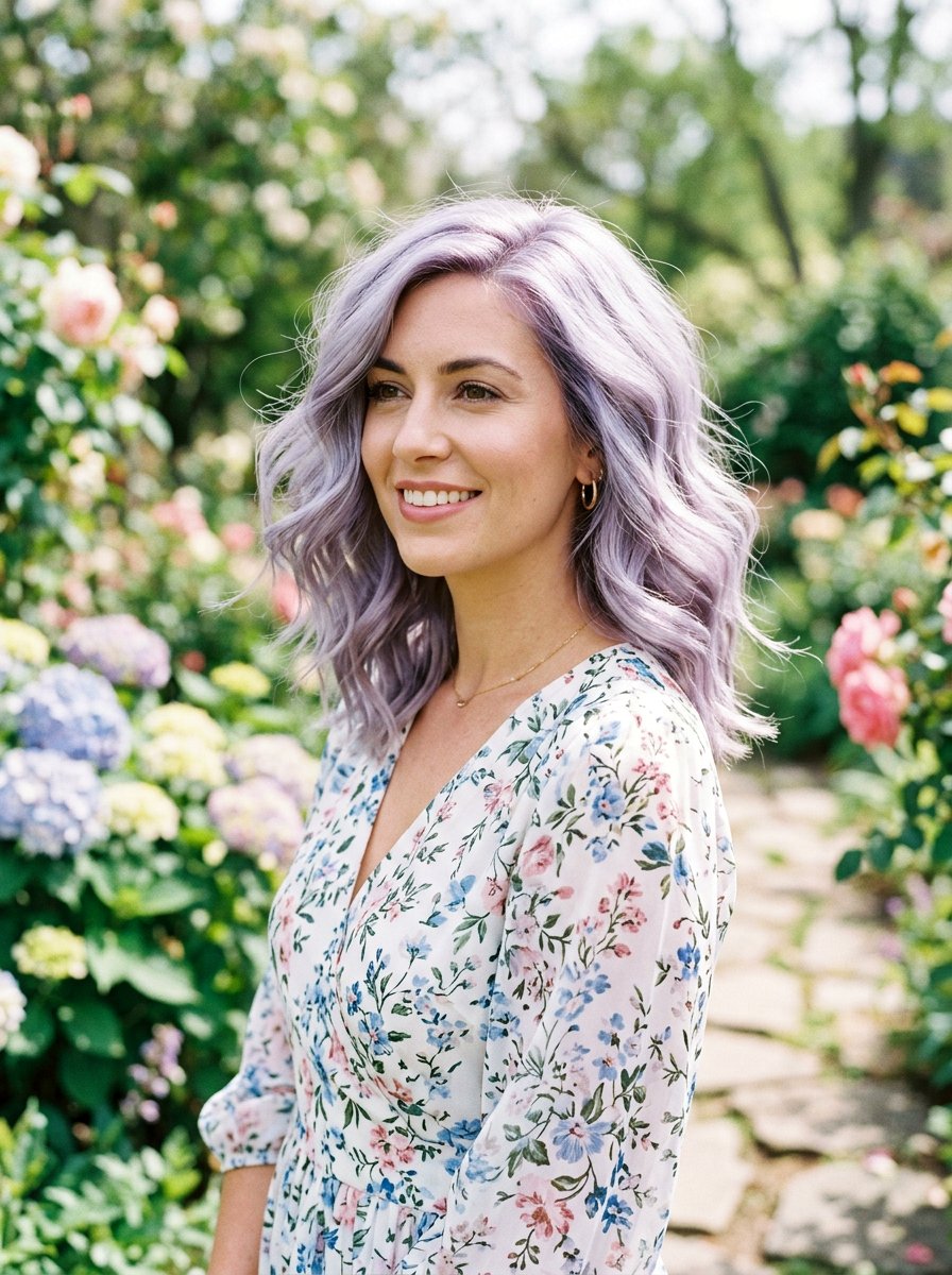 Silver Lavender Lob - 20 silver lob hair color ideas - 20 silver lob hair color ideas
