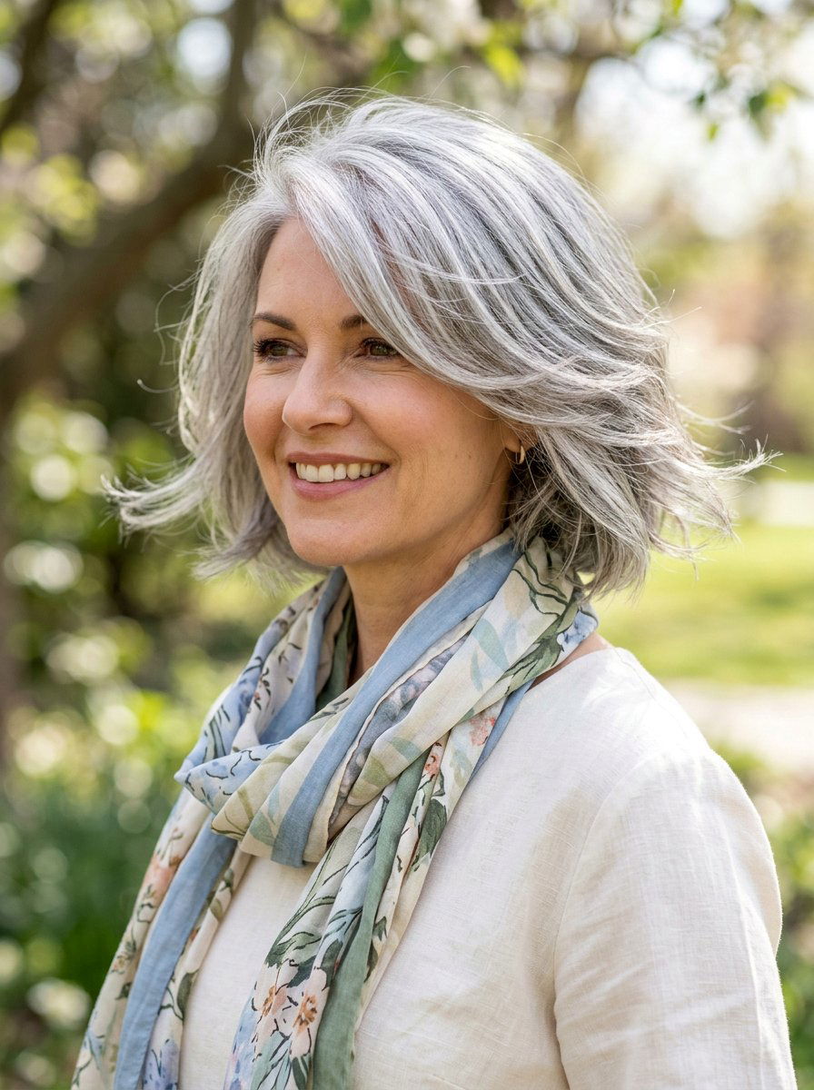 Silver Layered Bob - 20 classy silver hairstyle ideas - 20 classy silver hairstyle ideas