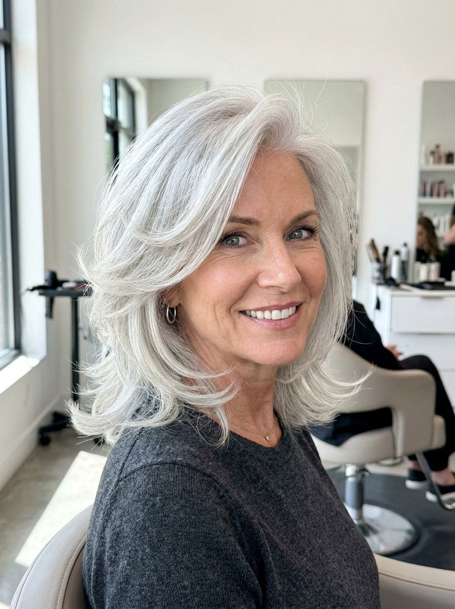 Silver Layered Bob - 20 silver bob hair color ideas - 20 silver bob hair color ideas