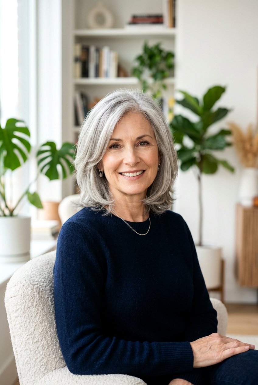 Silver Layered Haircut - 20 layered hairstyles for women over 50 - 20 layered hairstyles for women over 50