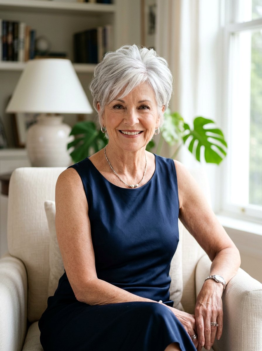 Silver Layered Pixie With Root Volume - 20 silver layered pixie for older women - 20 silver layered pixie for older women