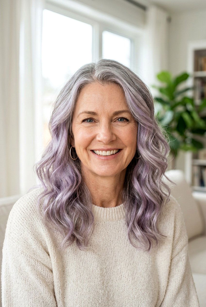 Silver Lilac Balayage Mix - 20 silver balayage for mature women - 20 silver balayage for mature women