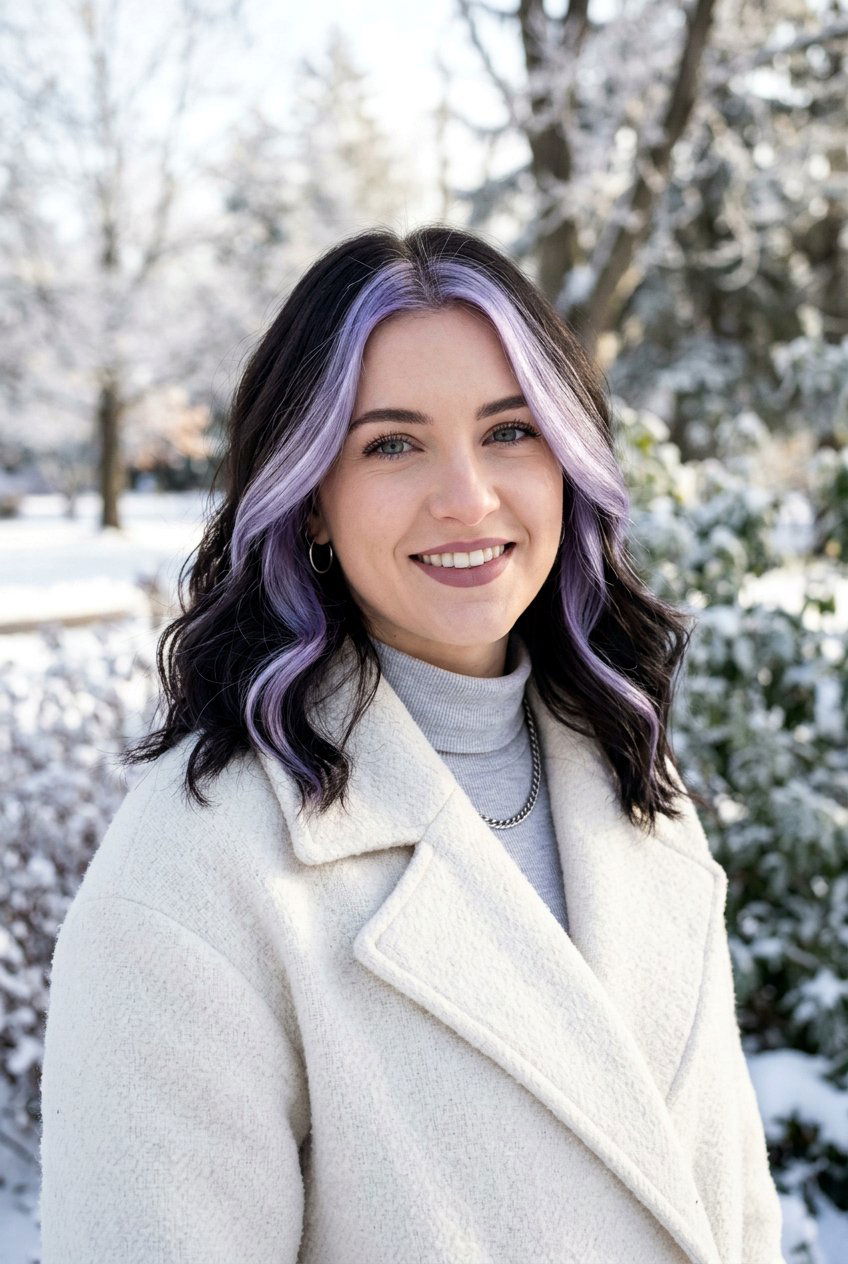 Silver Lilac Money Piece On Dark Hair - 20 lilac money piece on dark hair - 20 lilac money piece on dark hair